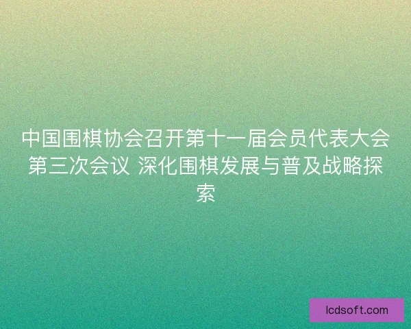 中国围棋协会召开第十一届会员代表大会第三次会议 深化围棋发展与普及战略探索