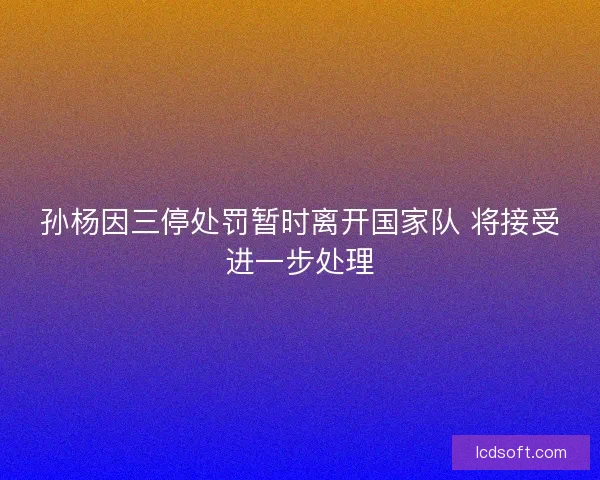孙杨因三停处罚暂时离开国家队 将接受进一步处理